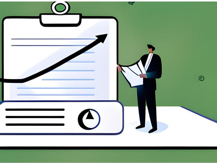 Drawn image of financial leadership through man holding a map.