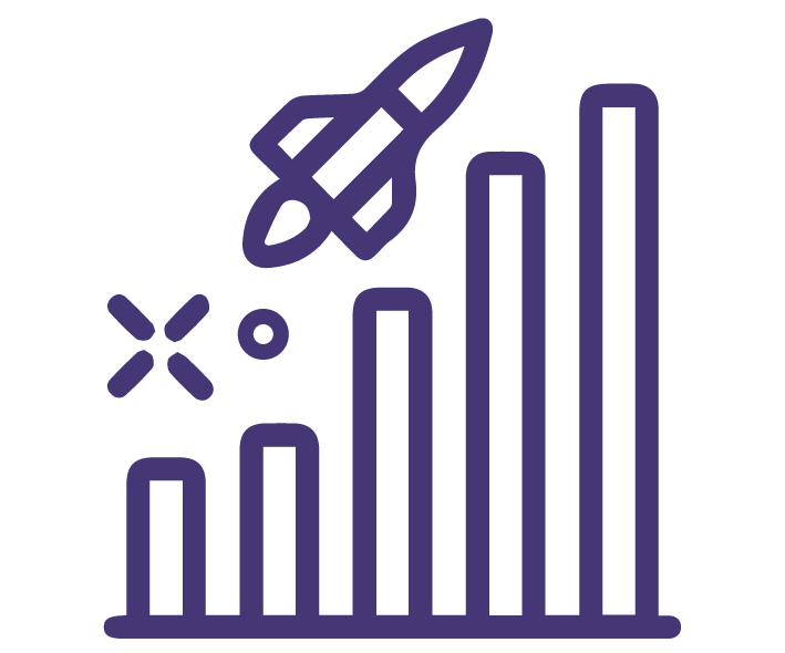 icon of a darting rocket climbing a chart